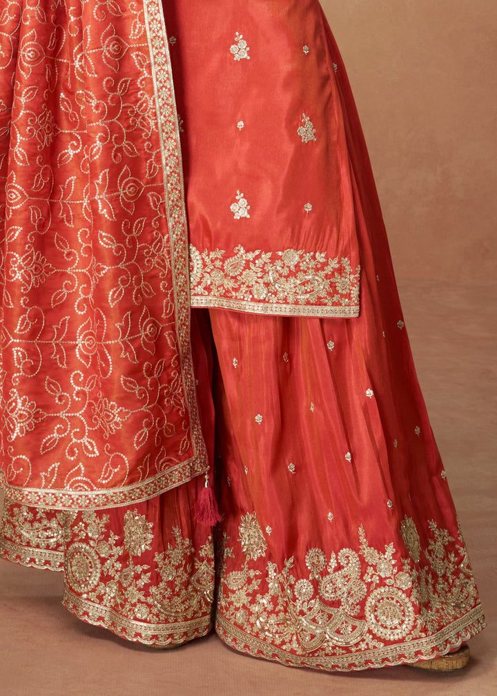 Rich Rust Orange Silk Salwar Suit
