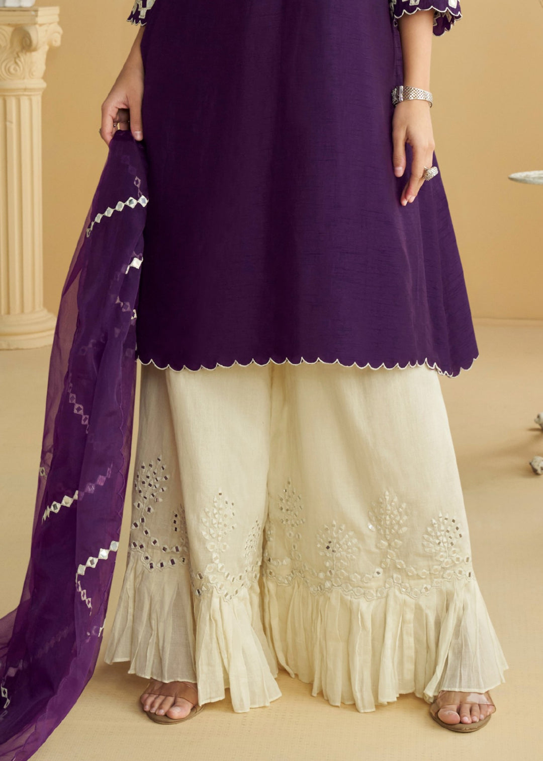 Rich Plum Purple Silk Palazzo Suit