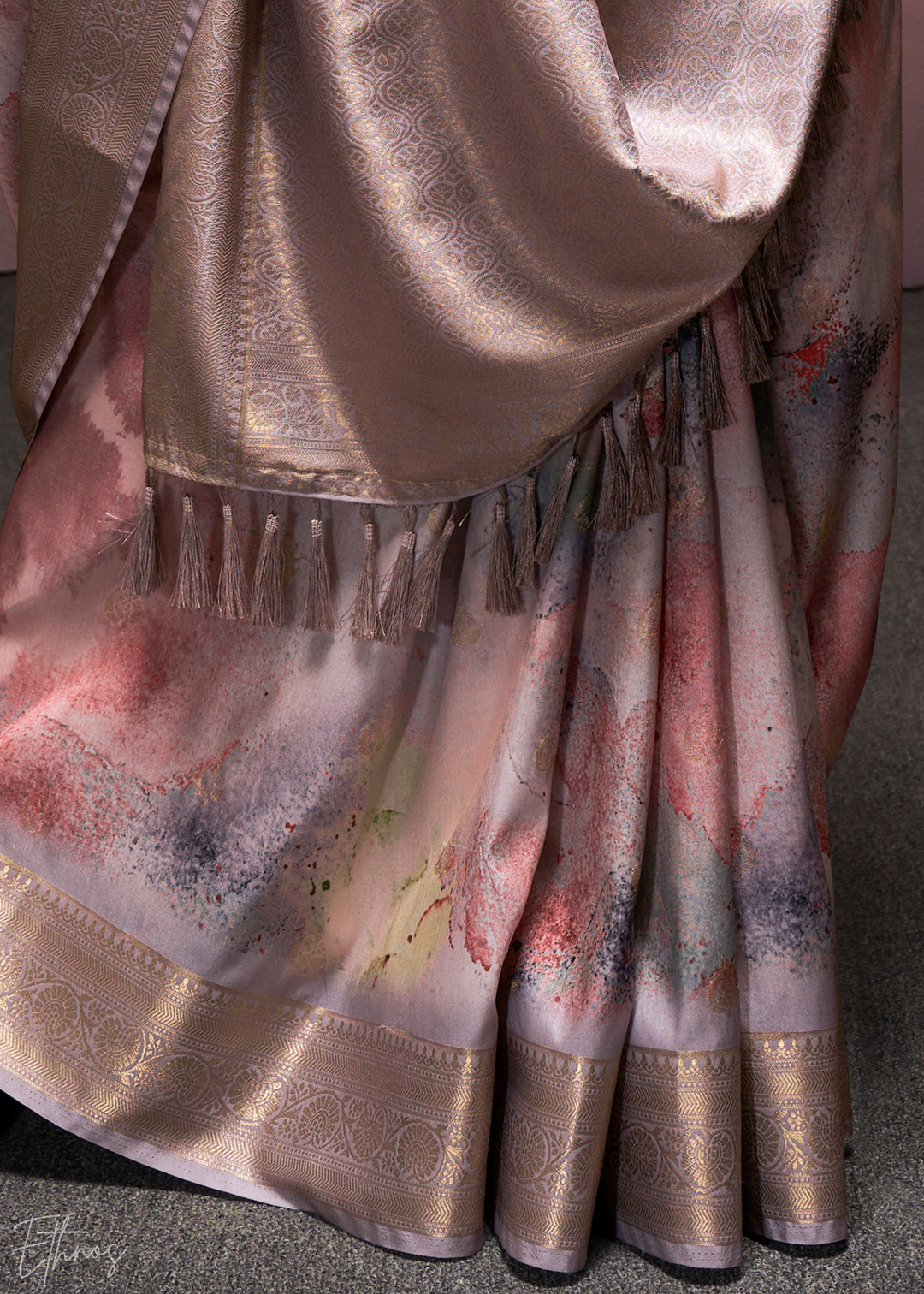 Lilac Purple Handloom Weaving Silk Saree