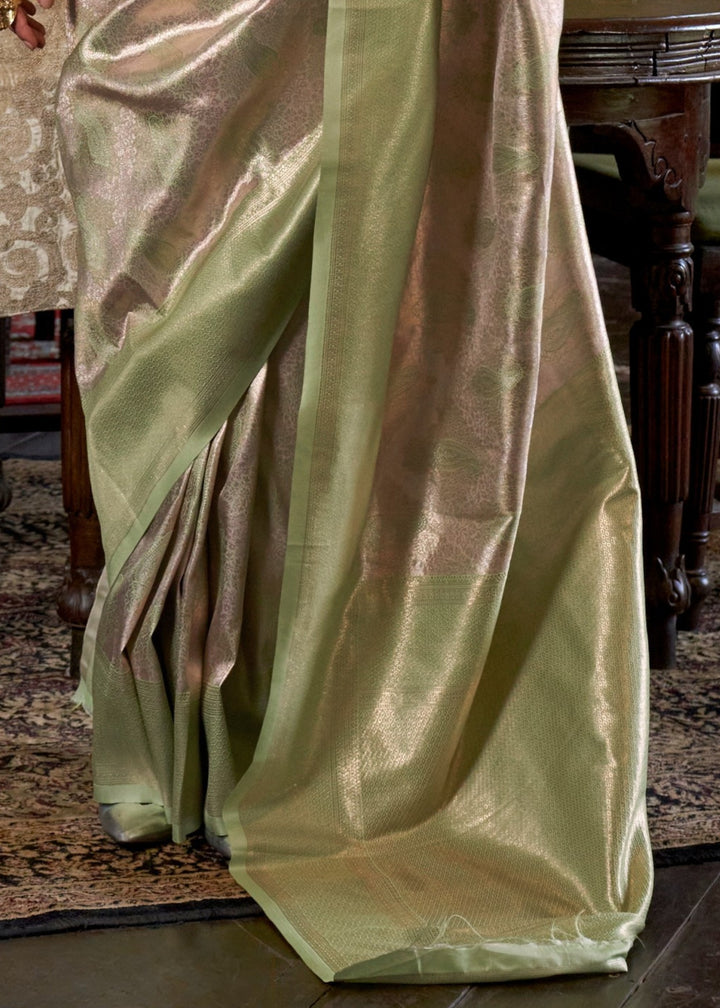 Green Pure Handloom Dharmavaram Weaving Silk Saree