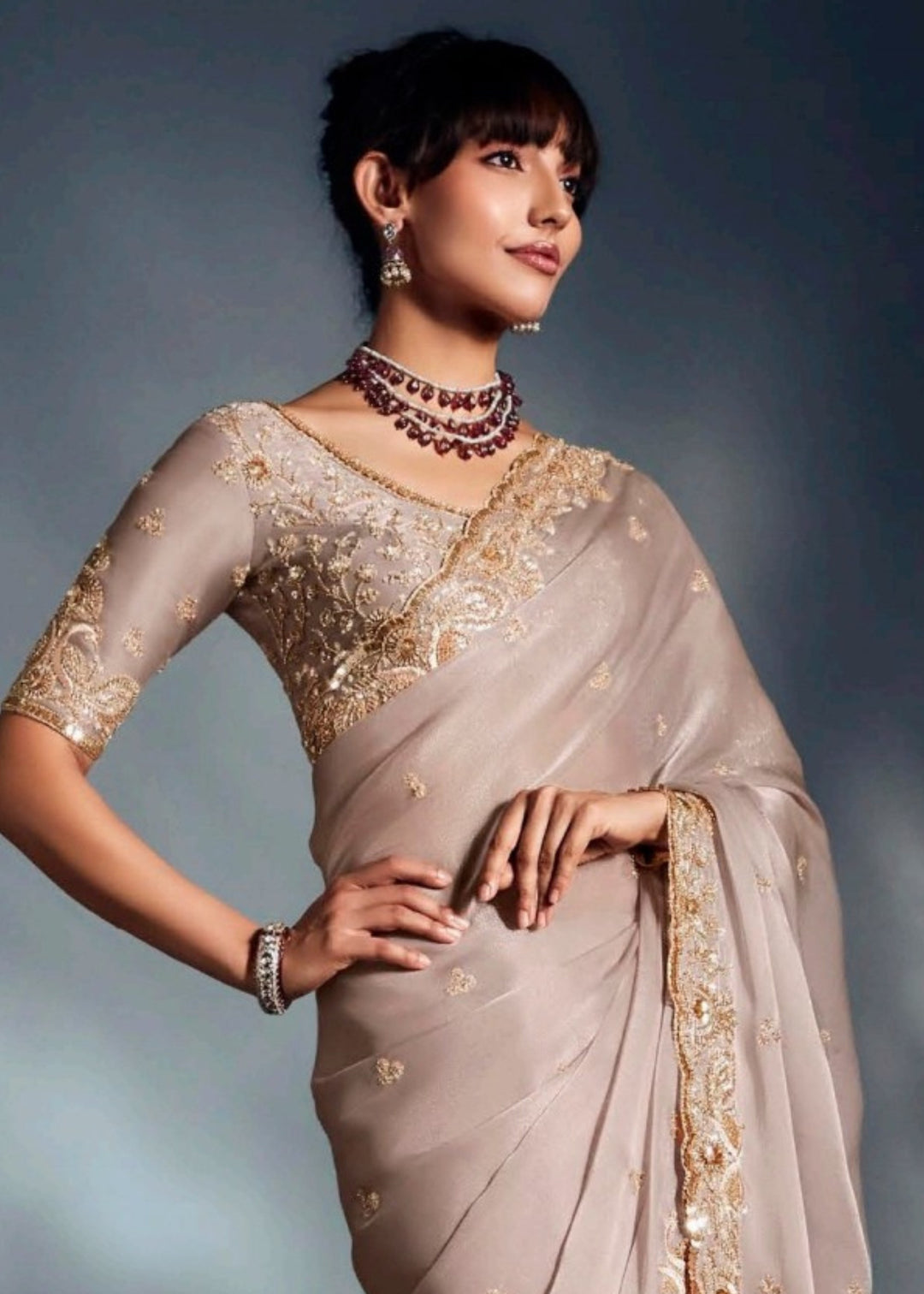 Beige Pure Fancy Saree with Hand Worked Border