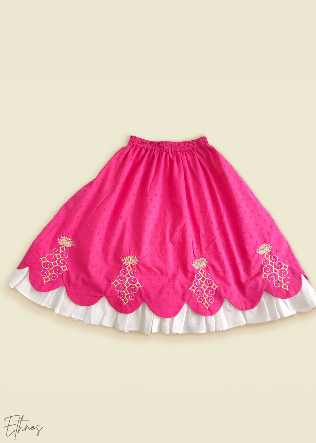 Organic Cotton Yellow and Pink Crop Top with Lehenga