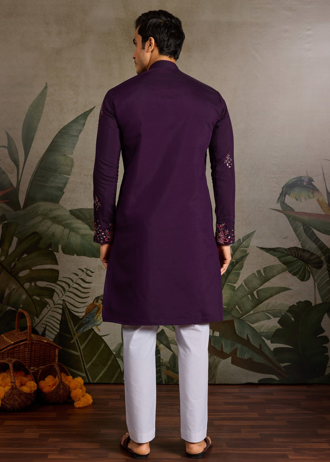 Deep Purple Mens Wear Silk Kurta with Pant