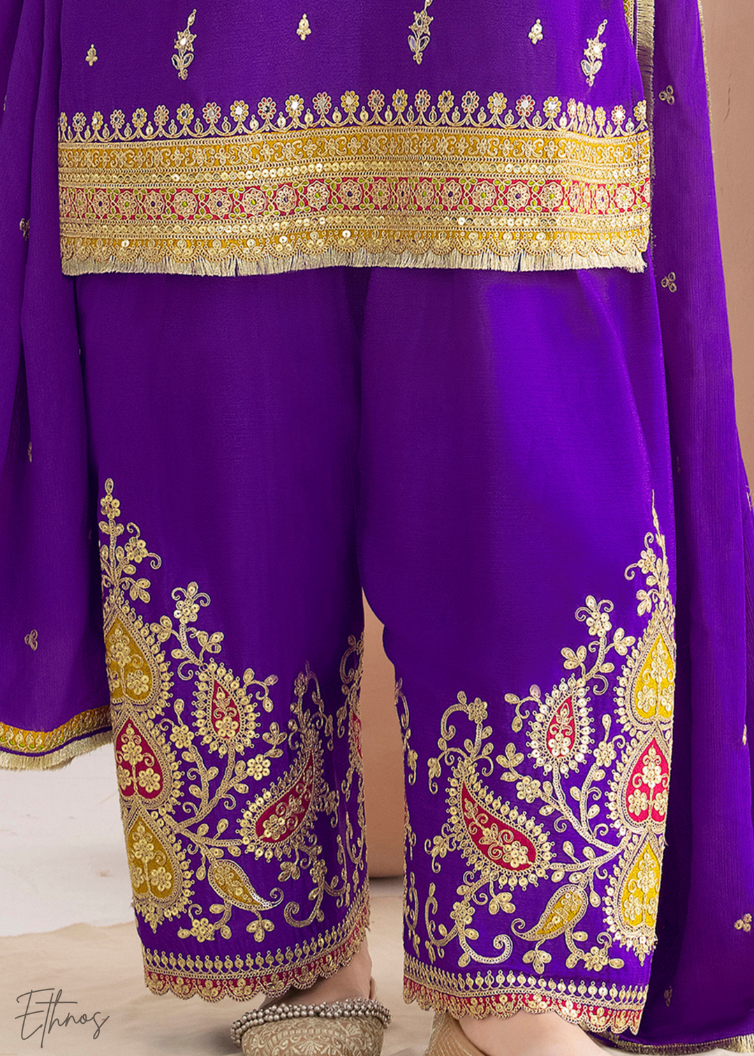 Indigo Purple Chinnon Silk Salwar Suit