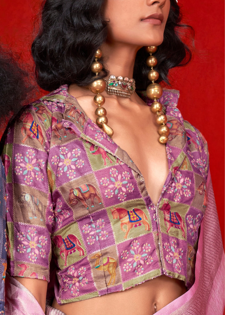 Baby Pink Viscose Zari Tissue Silk Saree