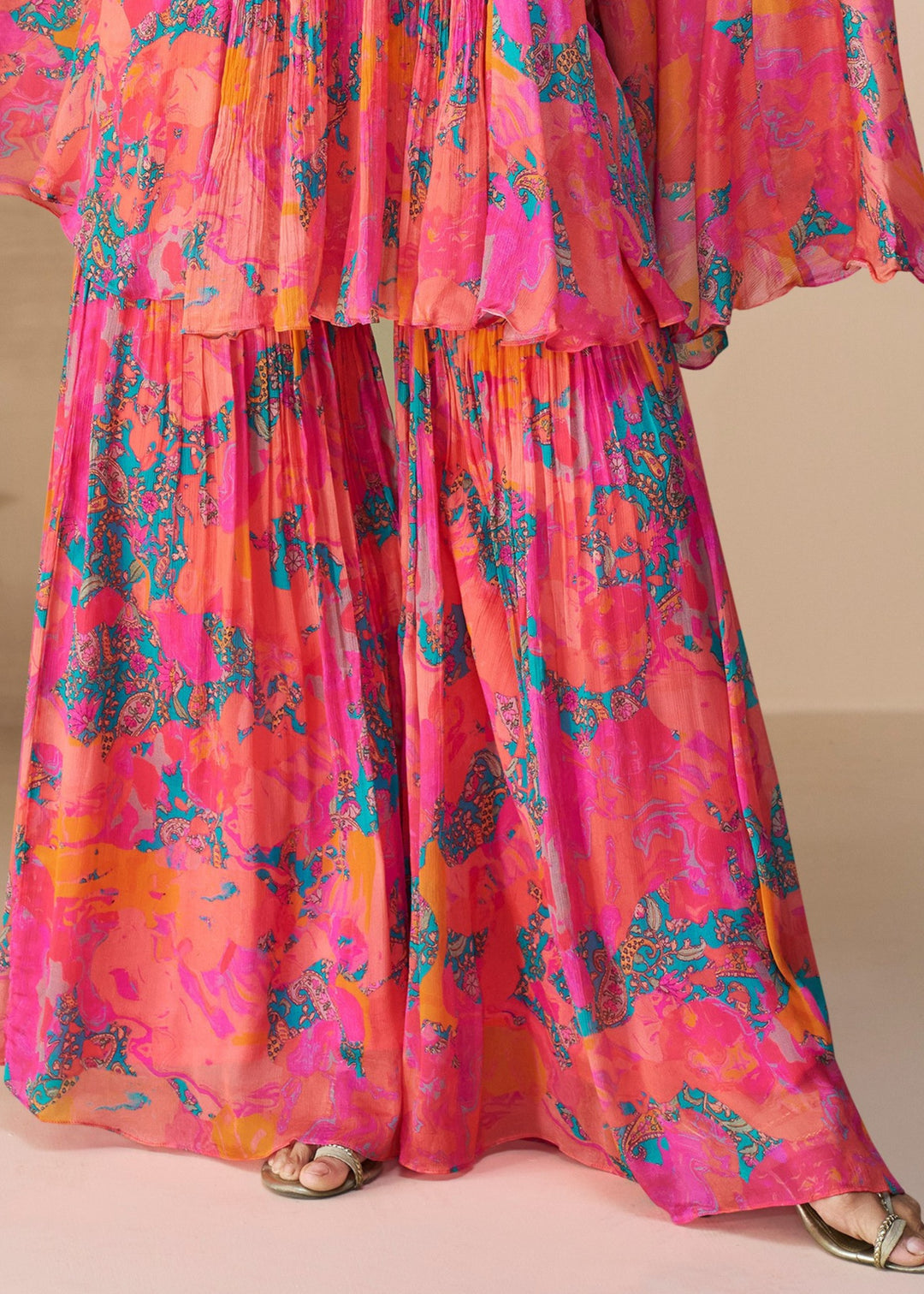 Vibrant Multicolor Premium Chinon Silk Kurta with Pant