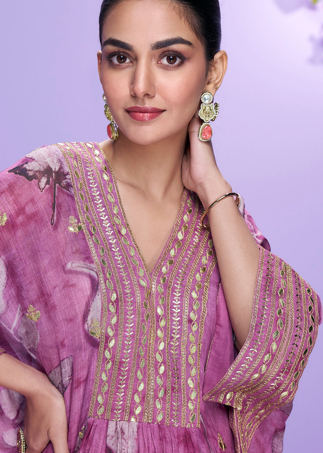 Shades of Purple Georgette Kaftan Set