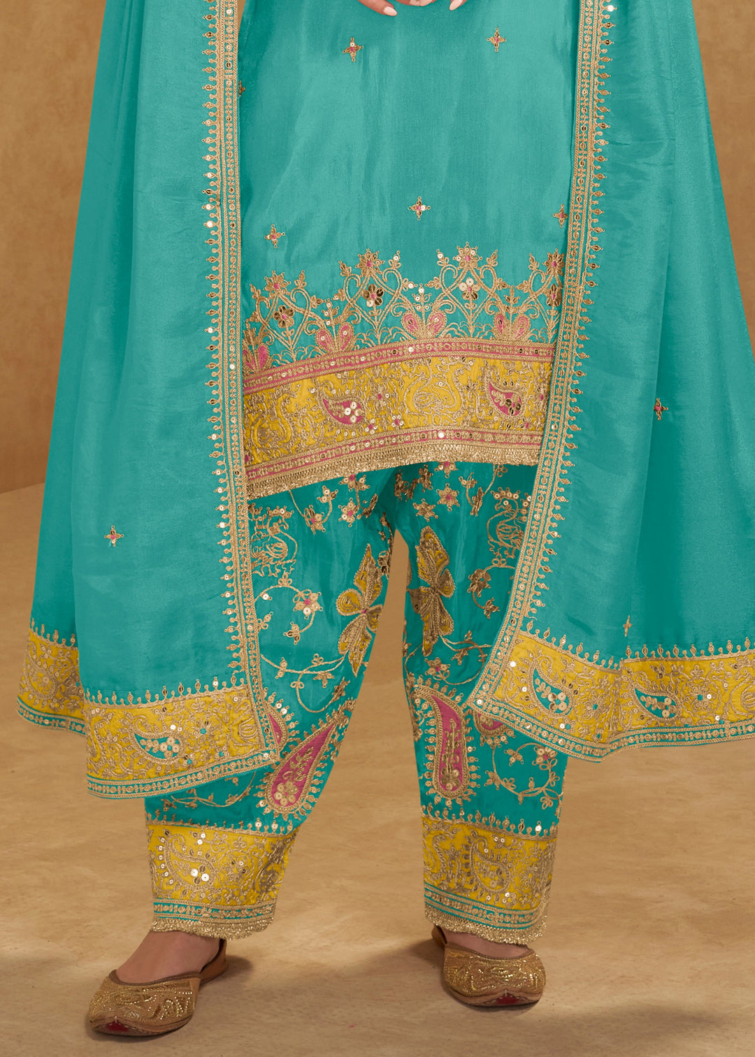 Aqua Blue Simar Silk Salwar Suit