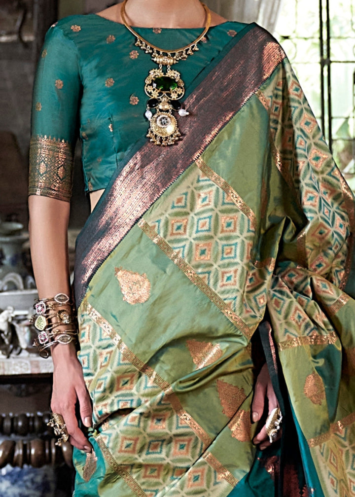 Light Green Pochampally Handloom Silk Saree