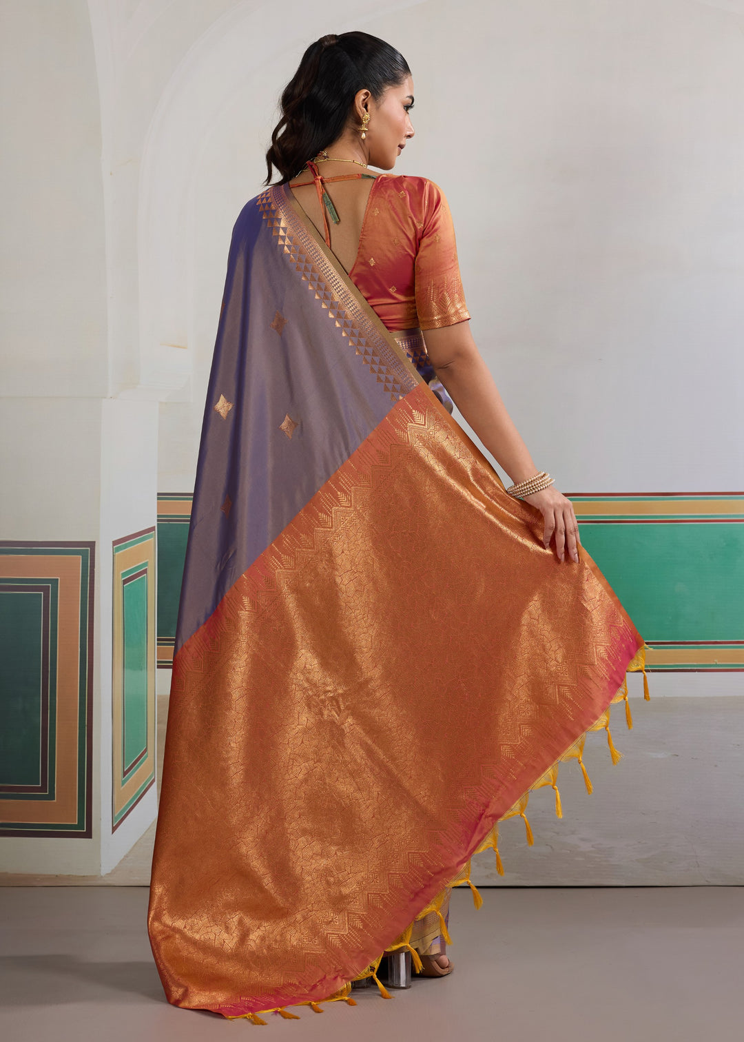 Lavender purple Pure Silk Saree
