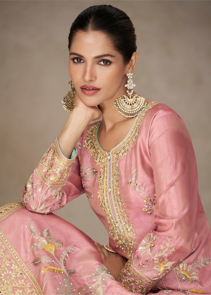 Dusty Rose Pink Premium Simar Silk Salwar Suit