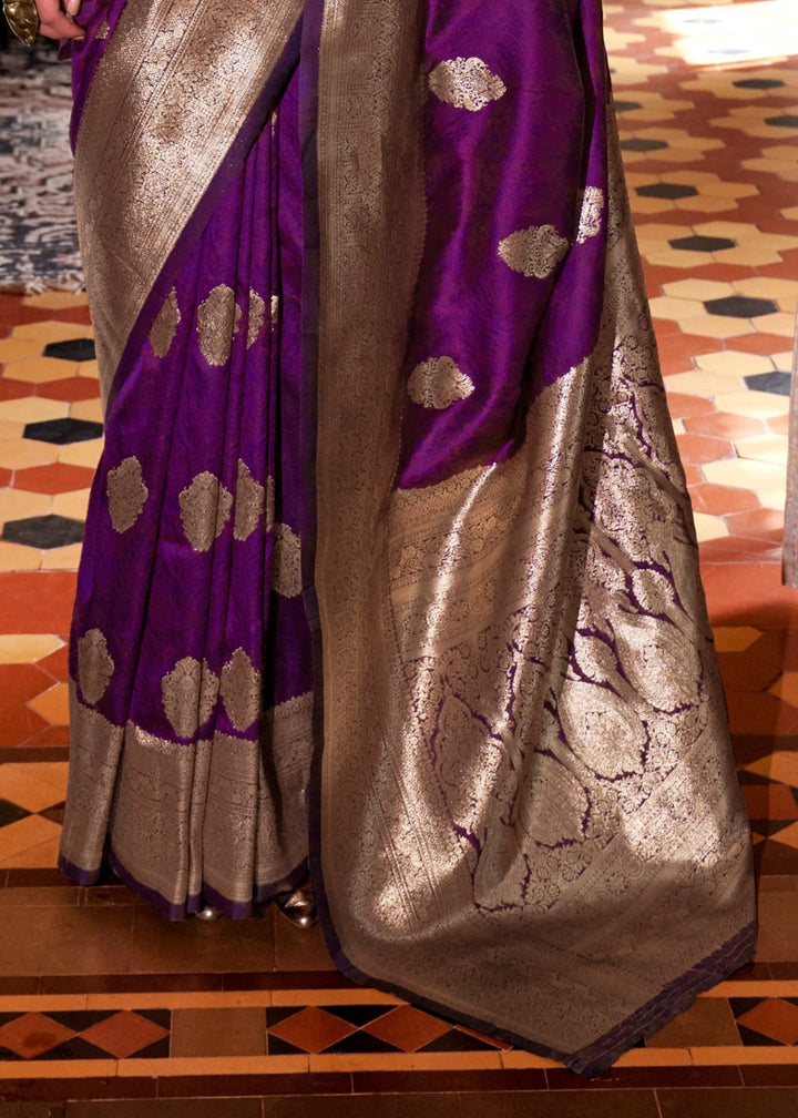 Purple Two Tone Handloom Weaving Silk Saree