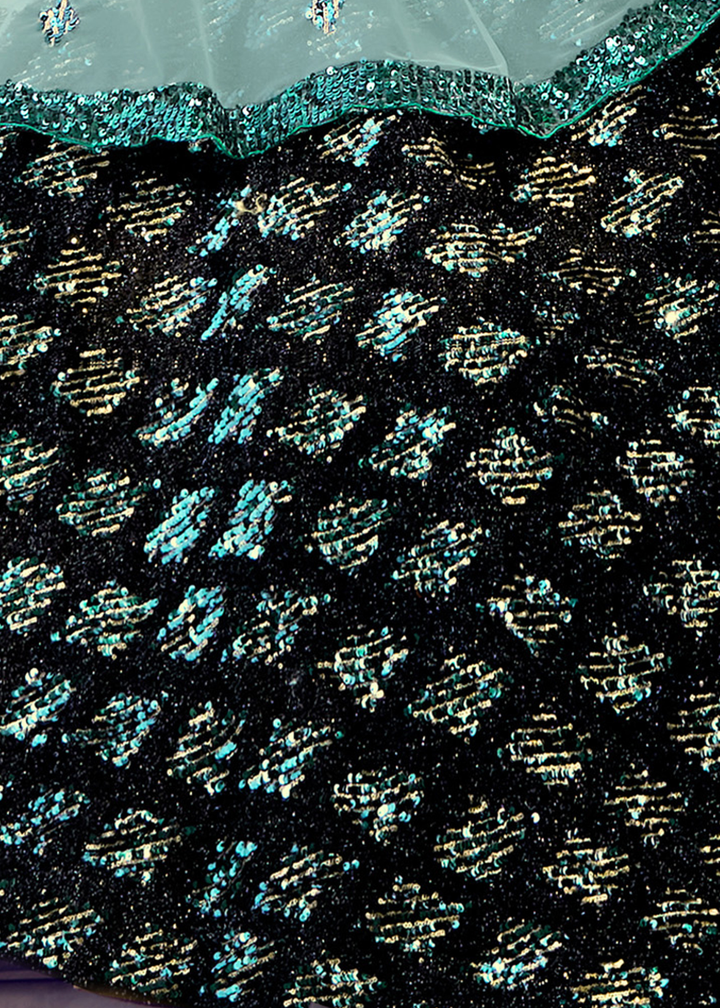 Black & Green Designer Lehenga Choli with Sequins work