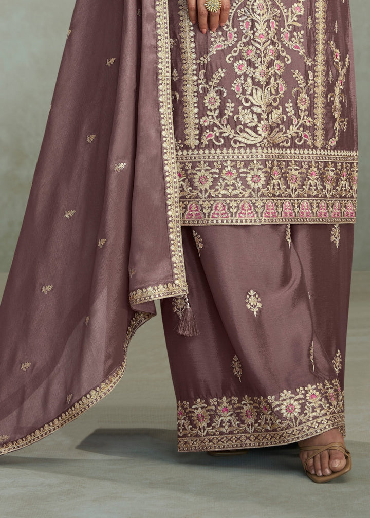 Purple Wine Premium Chinon Silk Salwar Suit