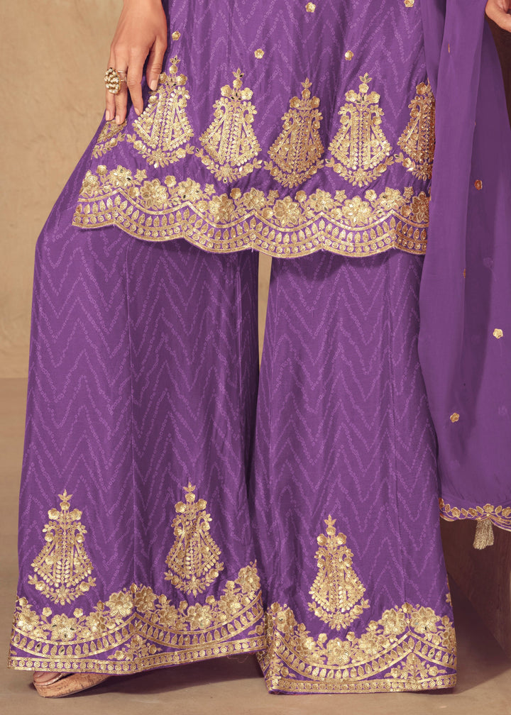 Violet Chinon Digital Print Salwar Suit