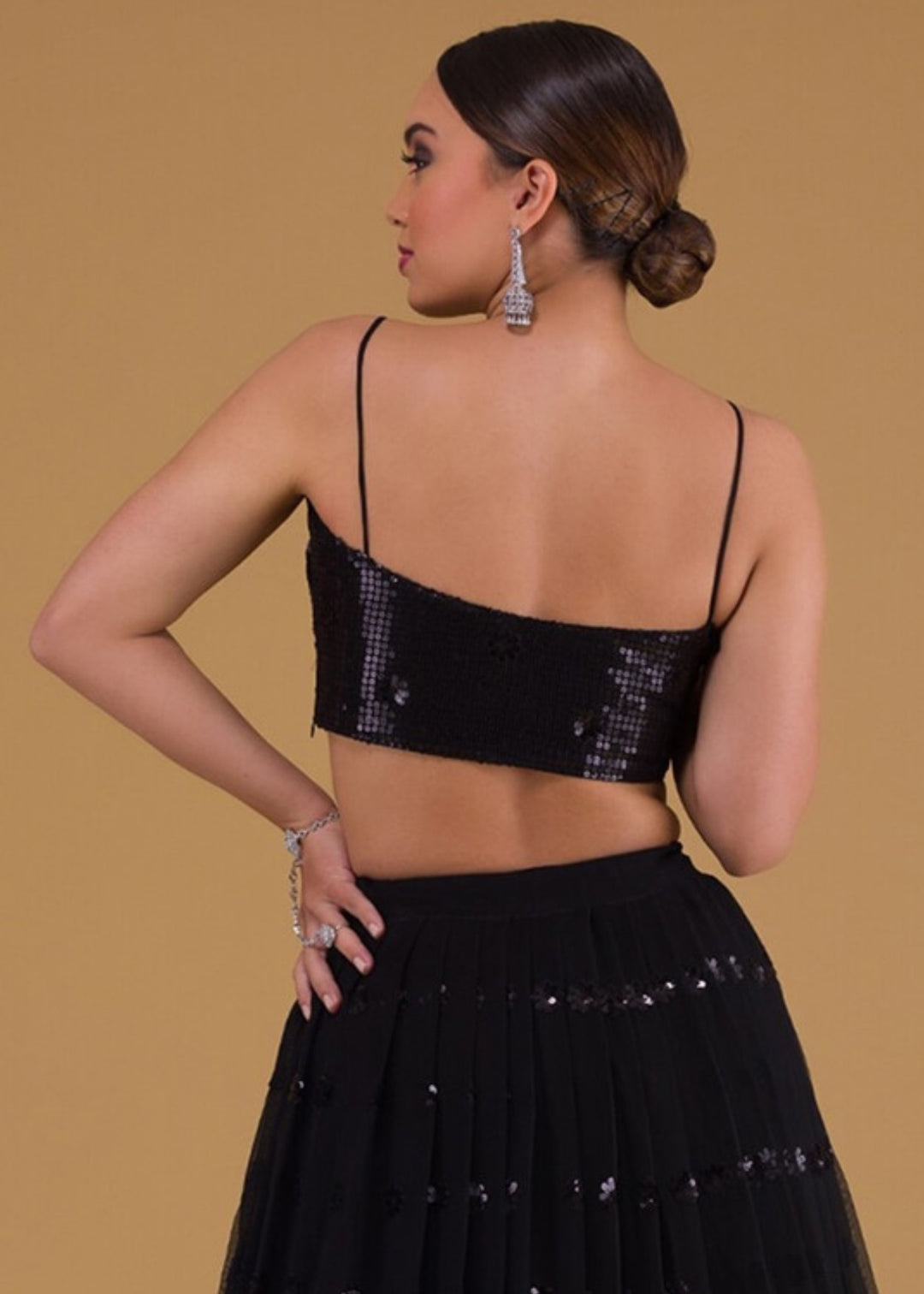 Onyx Purple Georgette Lehenga Choli With Sequins And Thread Embroidered Work