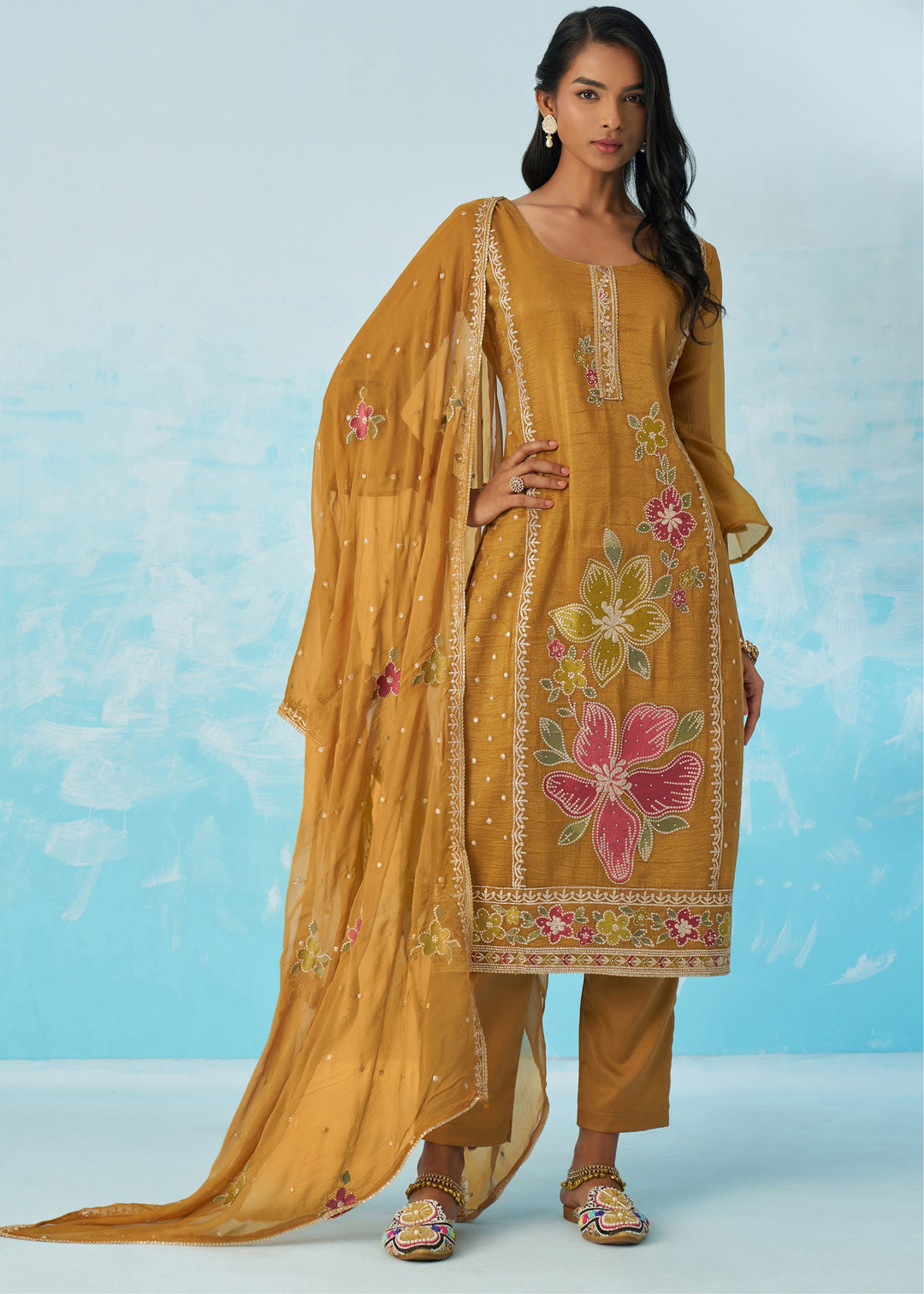 Mustard Yellow Salwar Suit With Dupatta