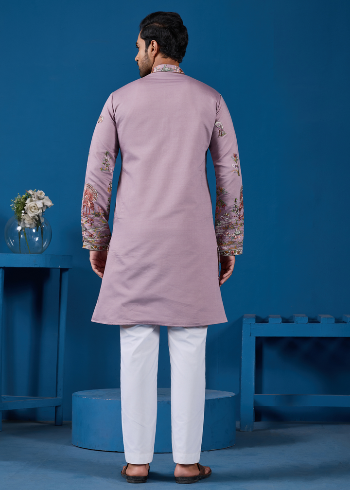 Soft Mauve Mens Wear Kurta with Pant