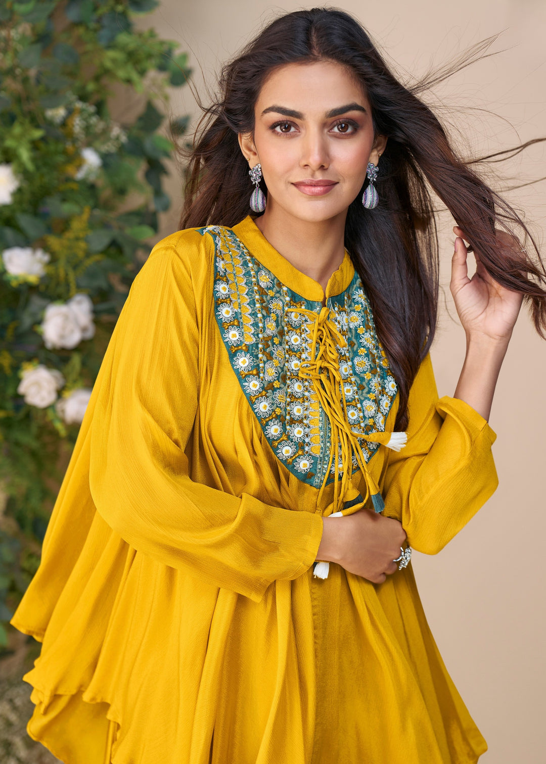 Mustard Yellow Premium Chinon Silk Kurta with Pant