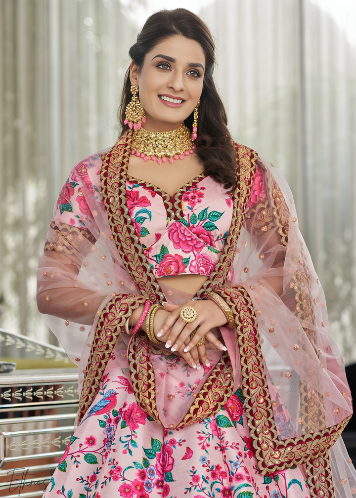 Candy Floss Pink Silk Lehenga With Dupatta
