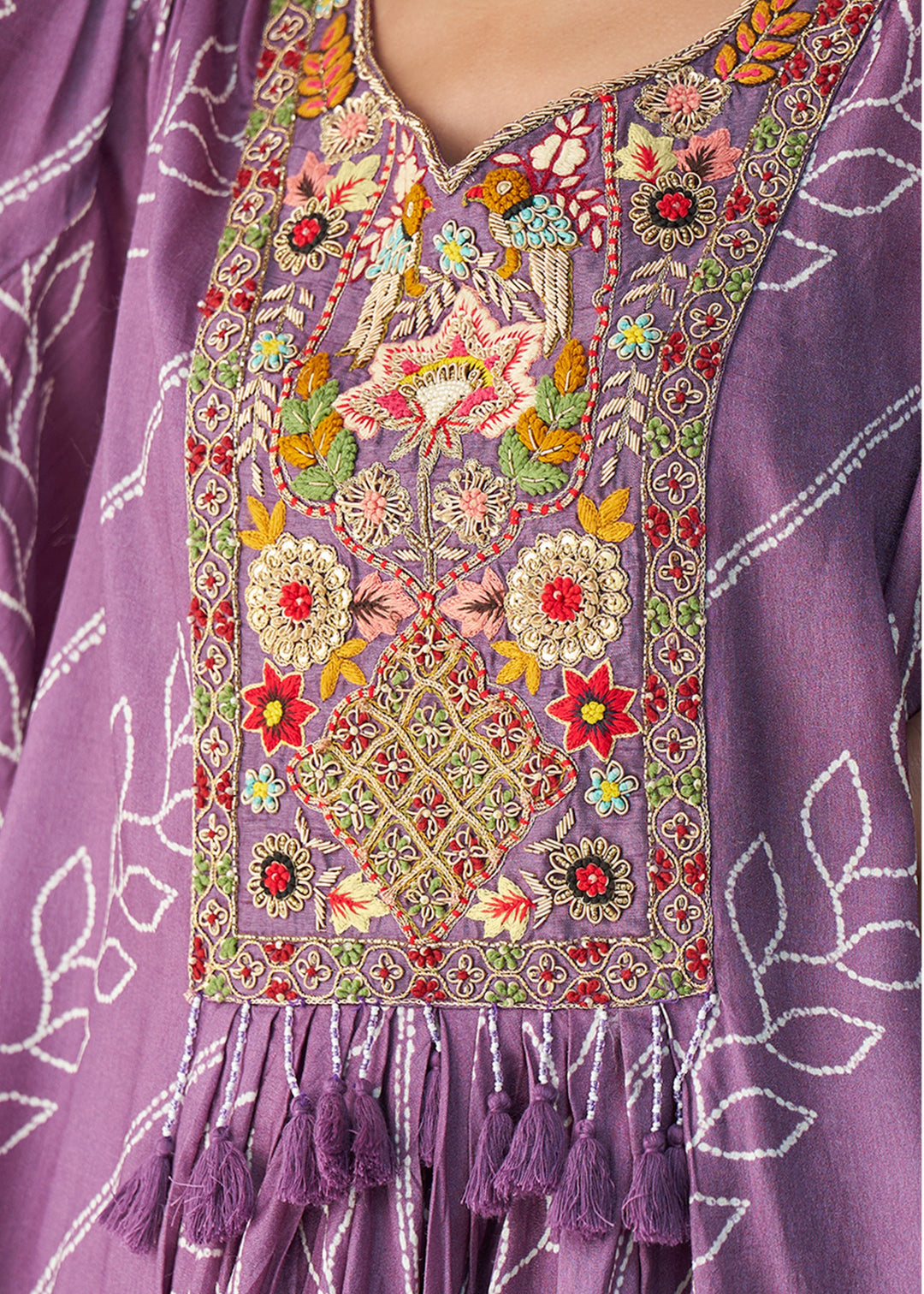 Lavender Purple Premium Chinon Silk Kurta with Pant