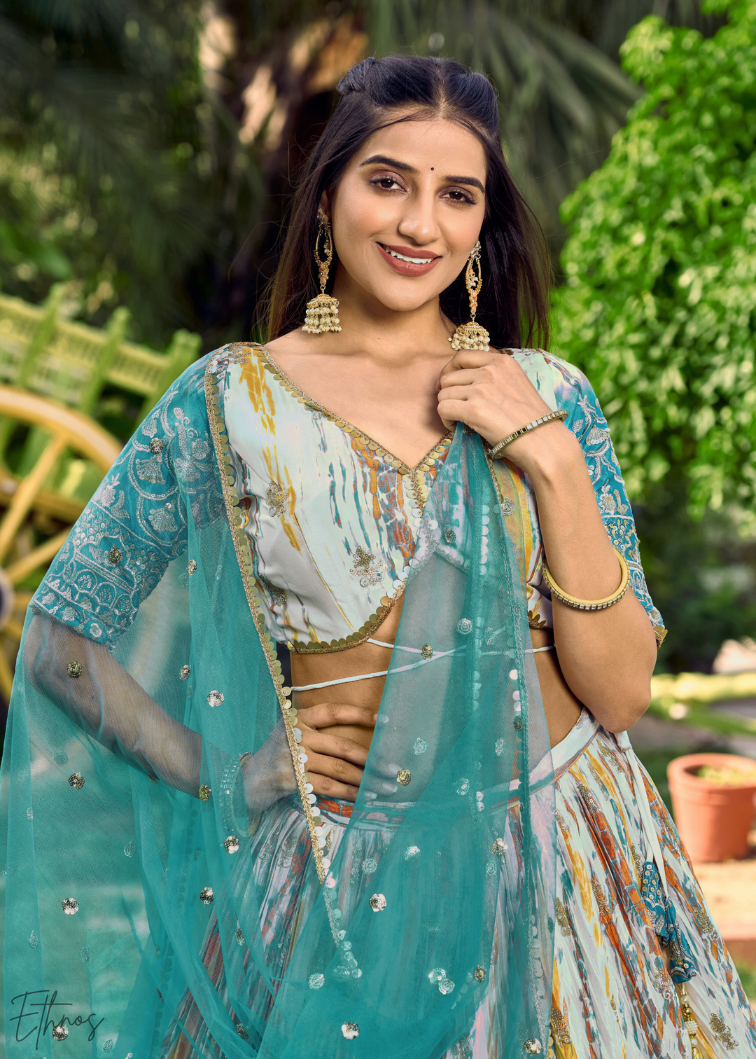 Maya Blue Chinon Silk Lehenga Choli