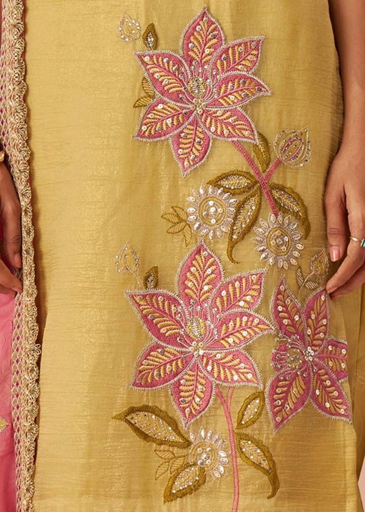 Tuscany Yellow Embroidered Silk Salwar Suit