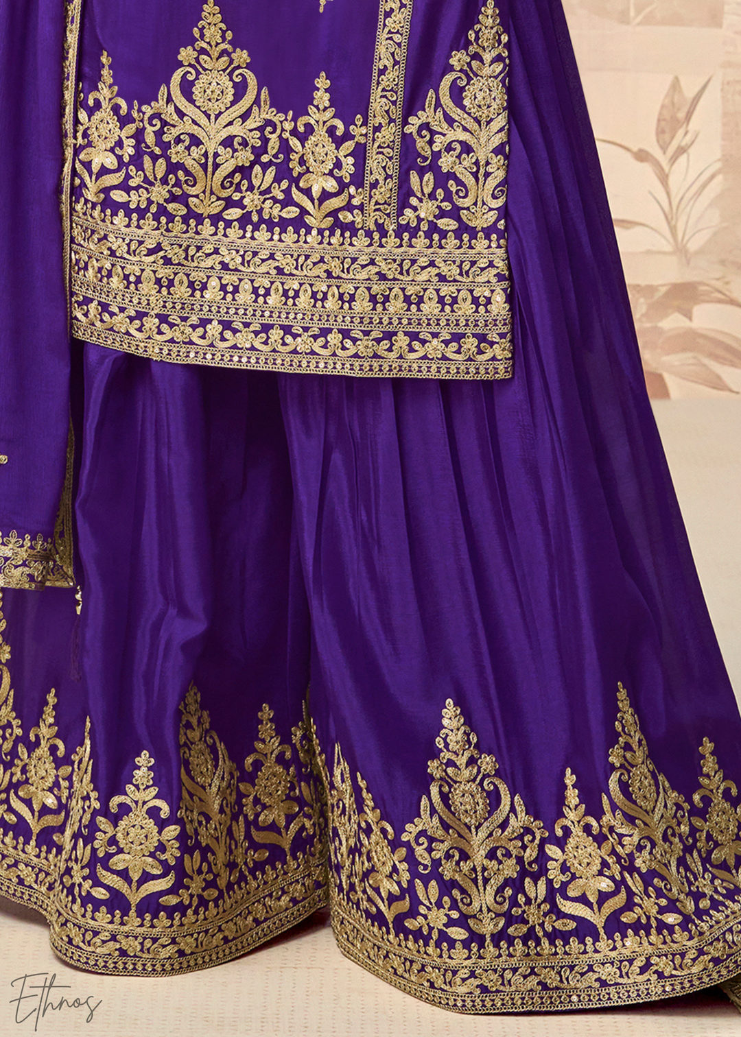 Cadbury Purple Chinon Silk Palazzo Suit