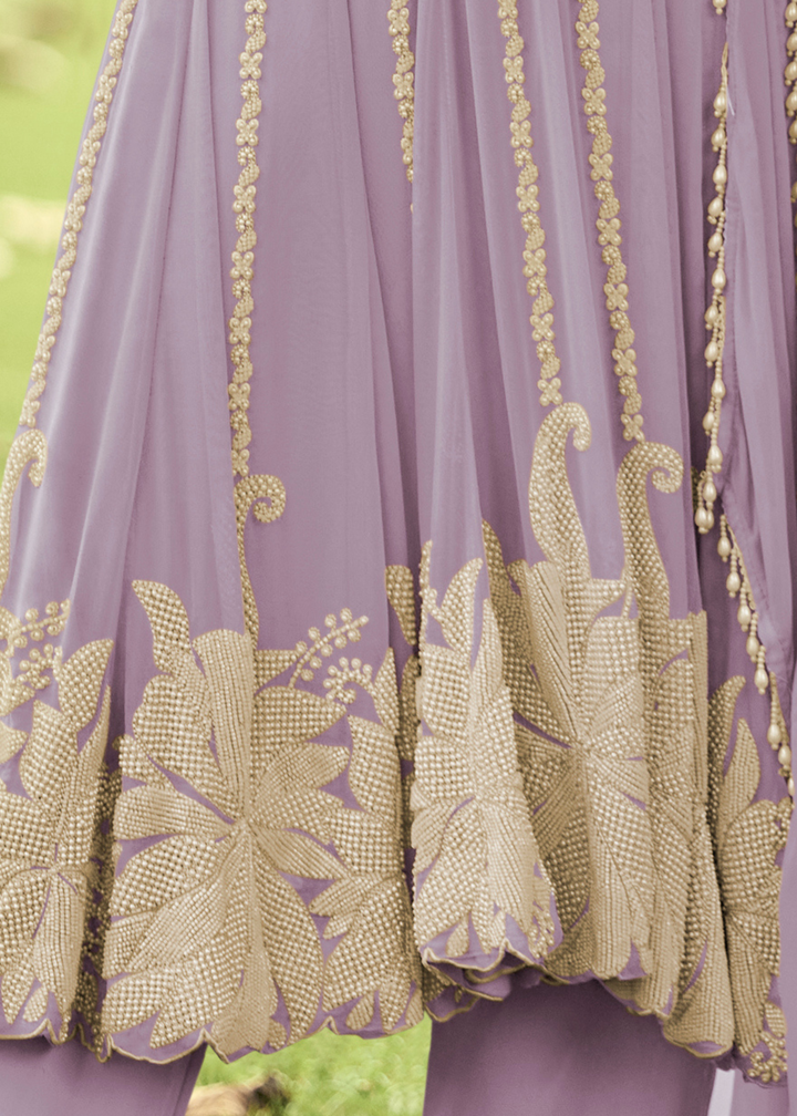 Lilac Purple Georgette Anarkali Suit