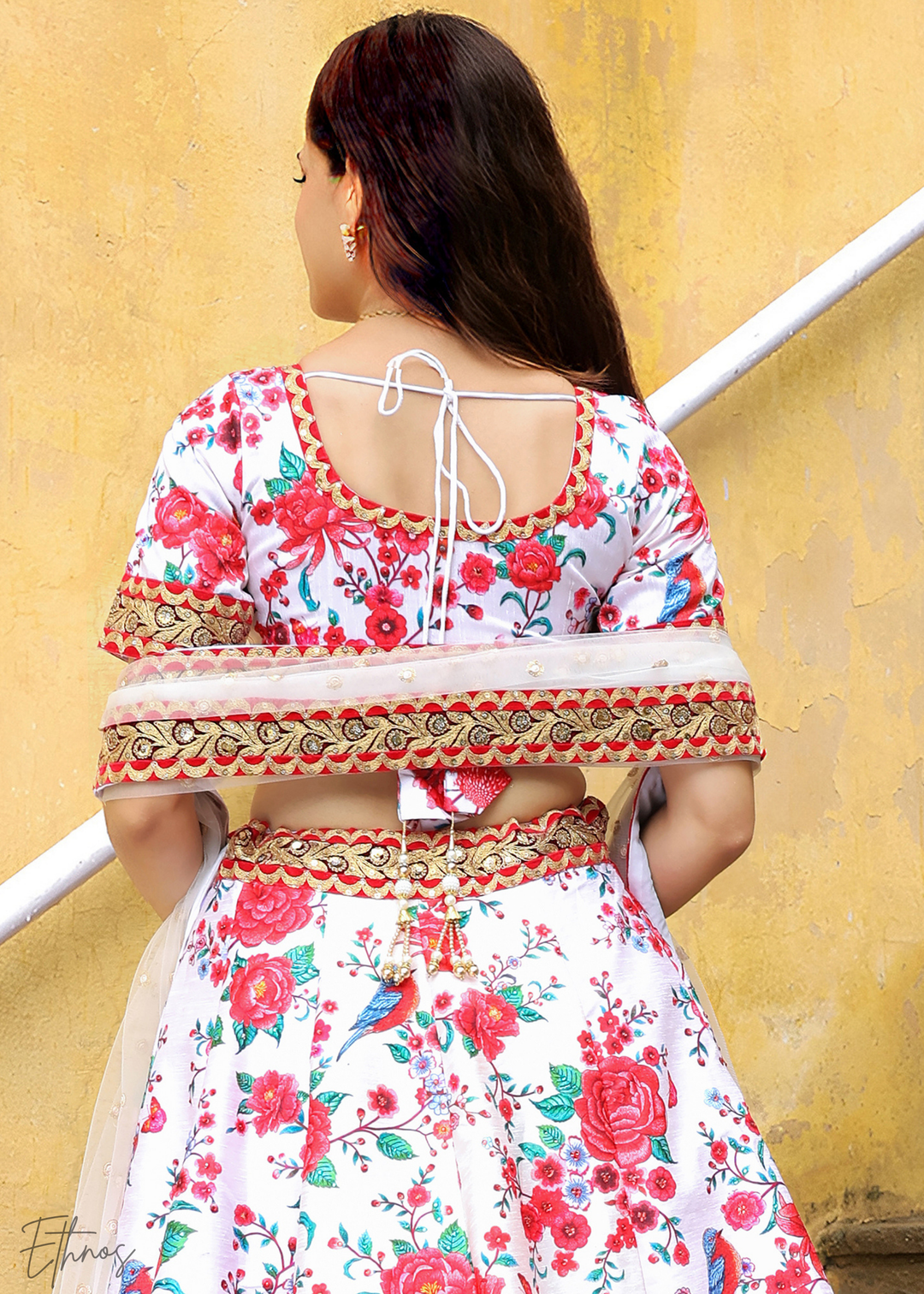 Cloud White Silk Lehenga With Dupatta