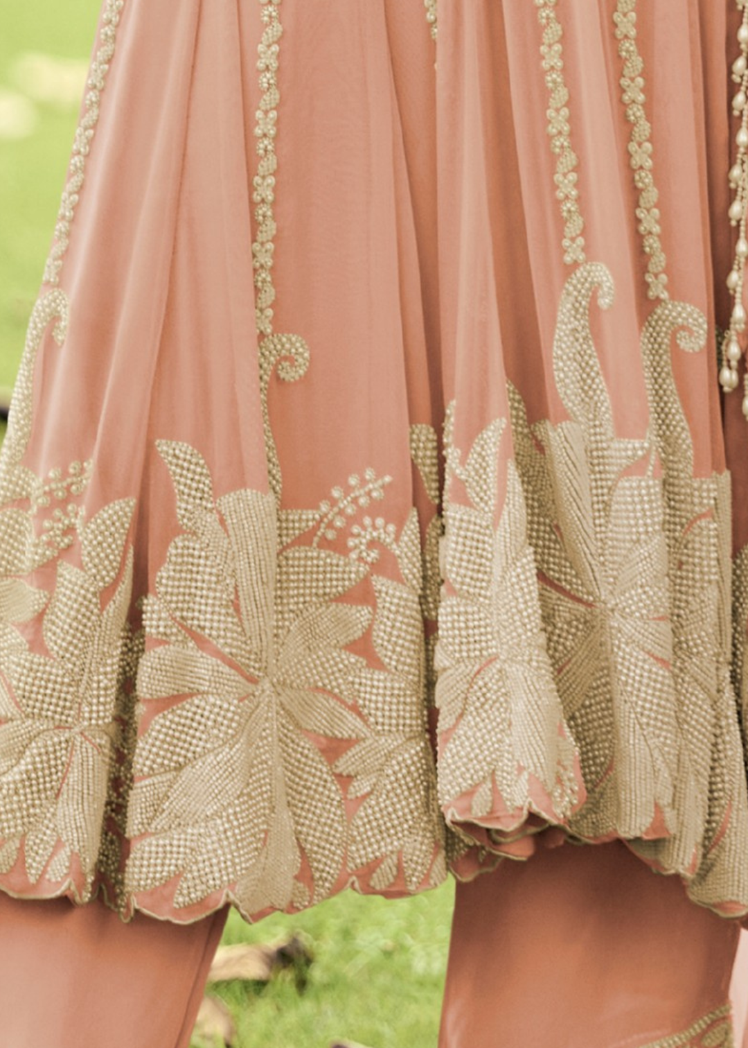 Peach Pink Georgette Anarkali Suit