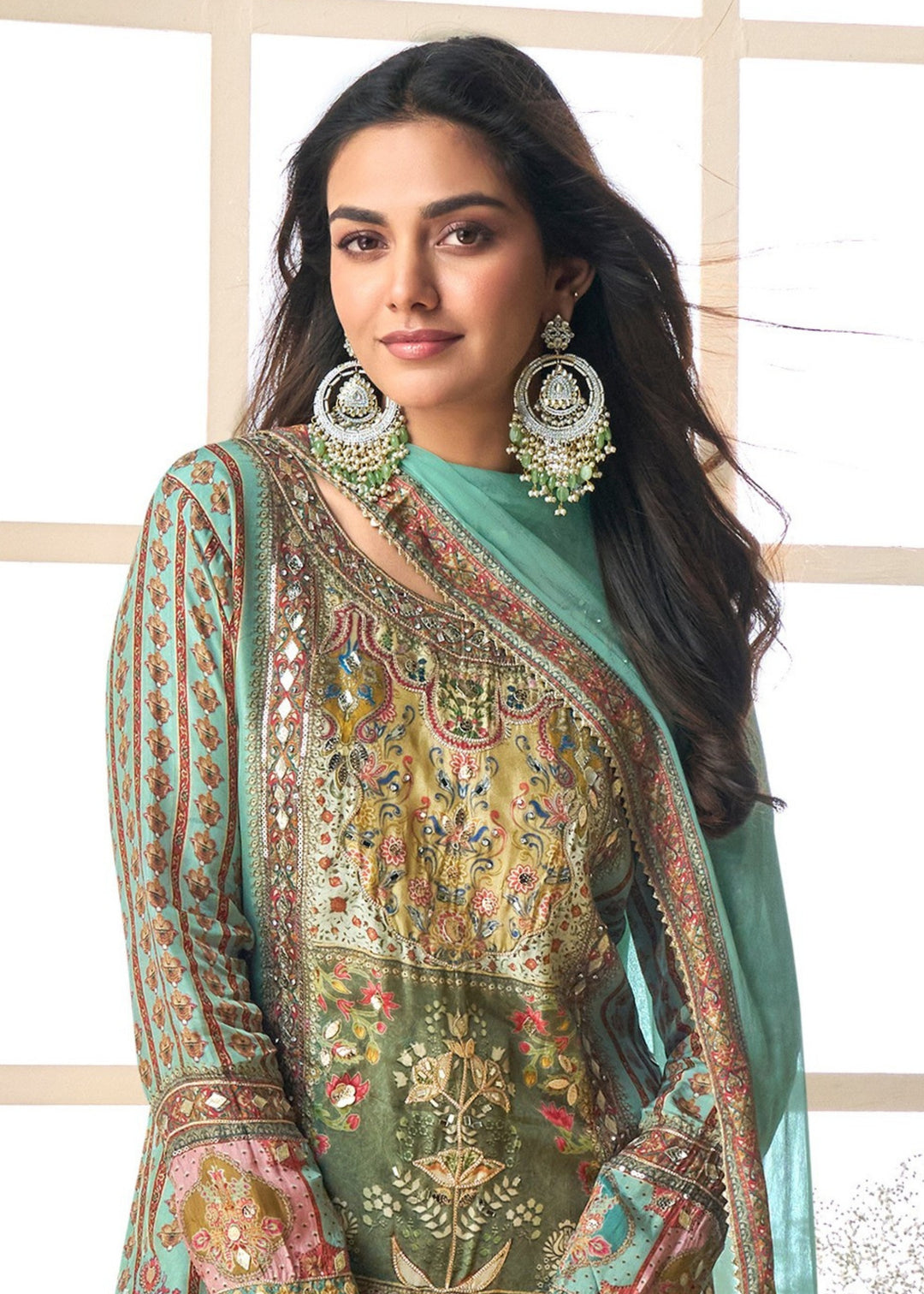 Pistachio Green Viscose Crepe Silk Salwar Suit : Top Pick (PRE-ORDER)