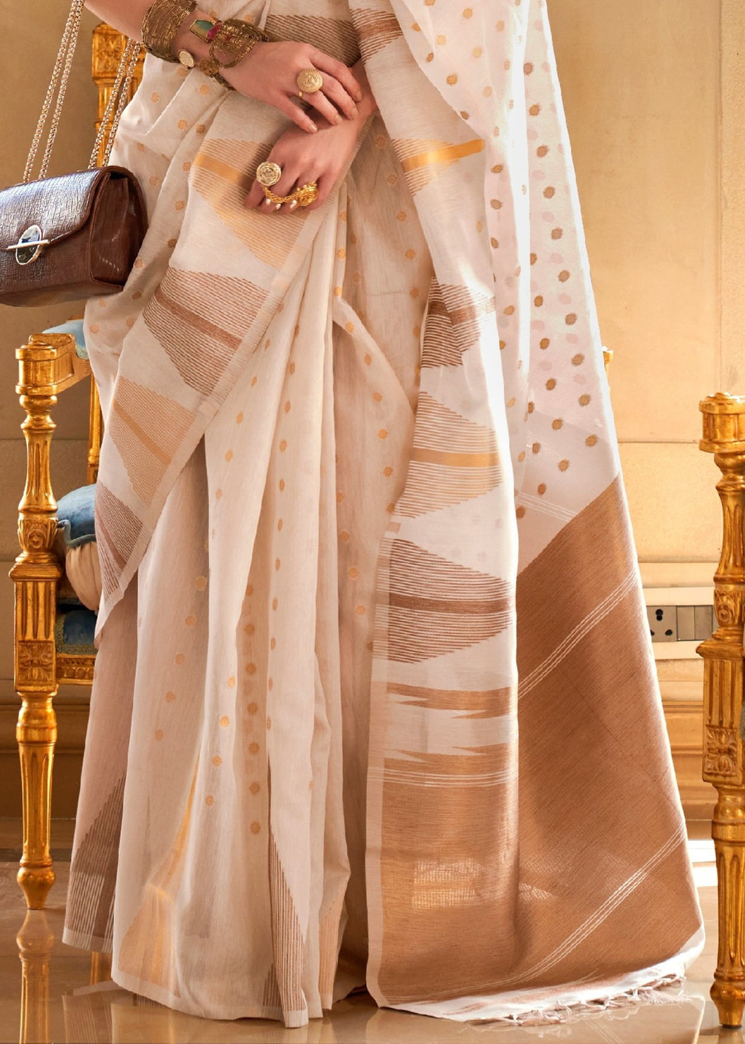 Pearl White Tissue Silk Saree