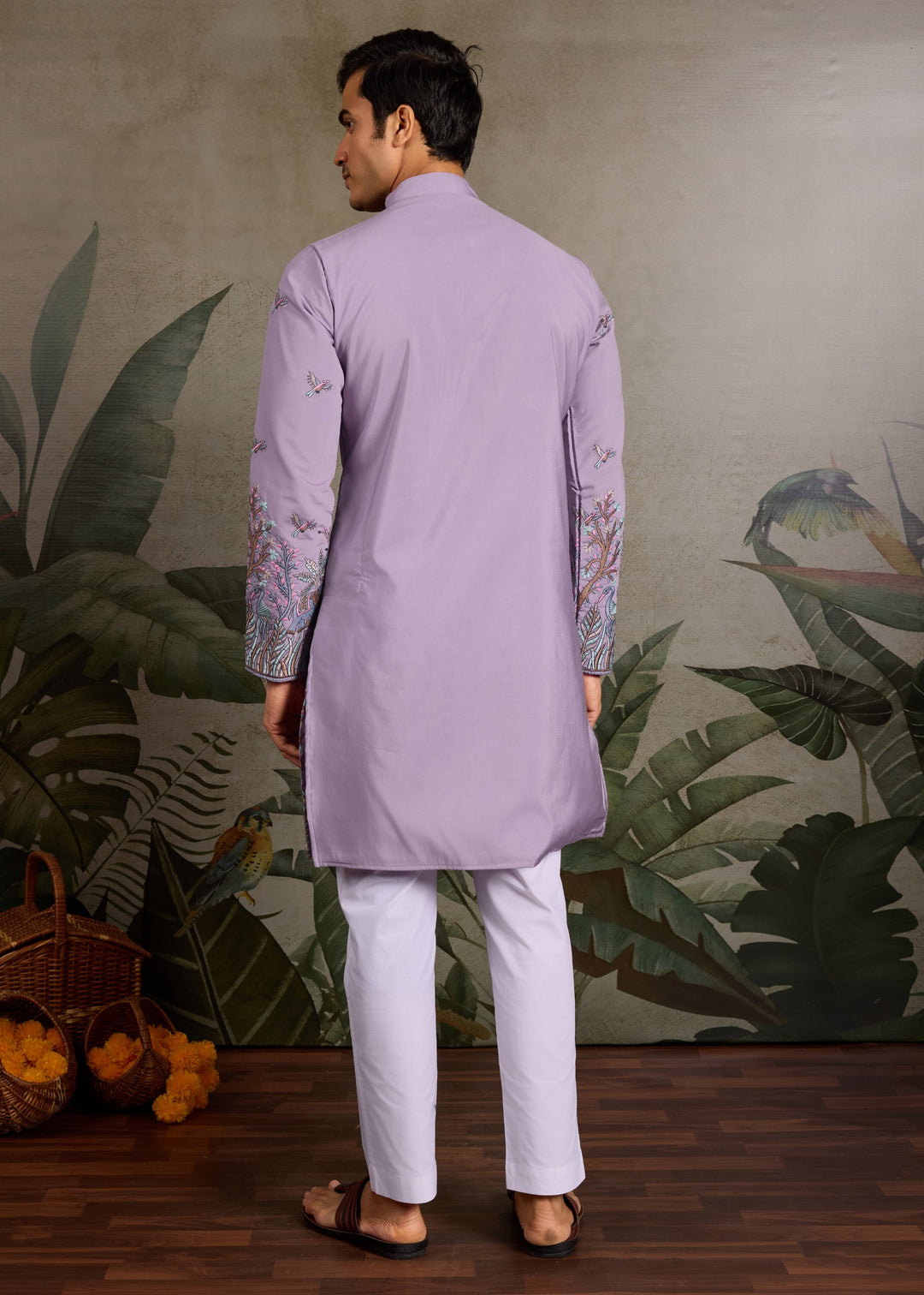 Soft Lavender Mens Silk Kurta with Pant