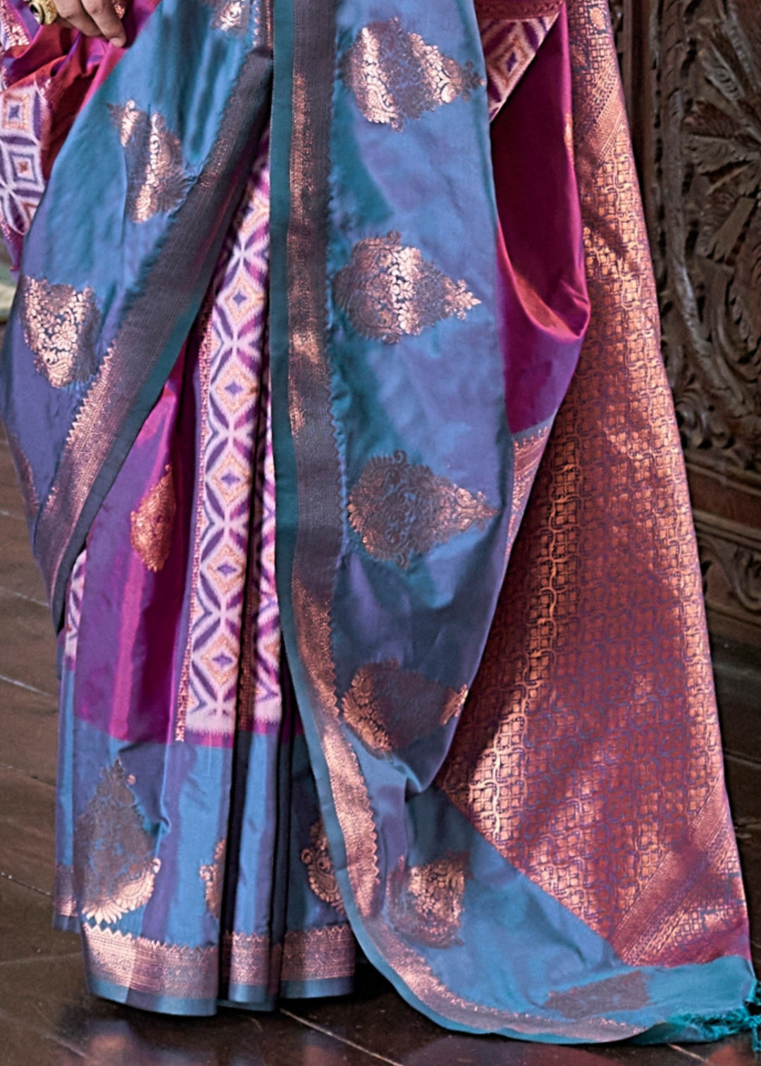 Berry PInk Pochampally Handloom Silk Saree