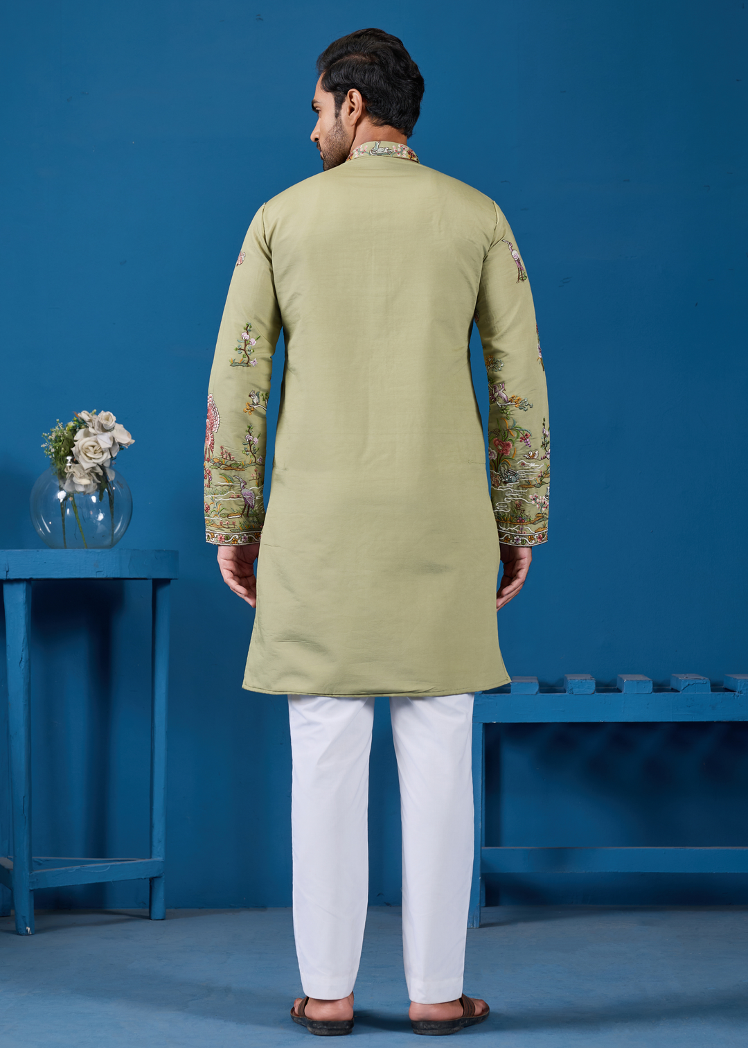 Olive Mist Mens Wear Kurta with Pant