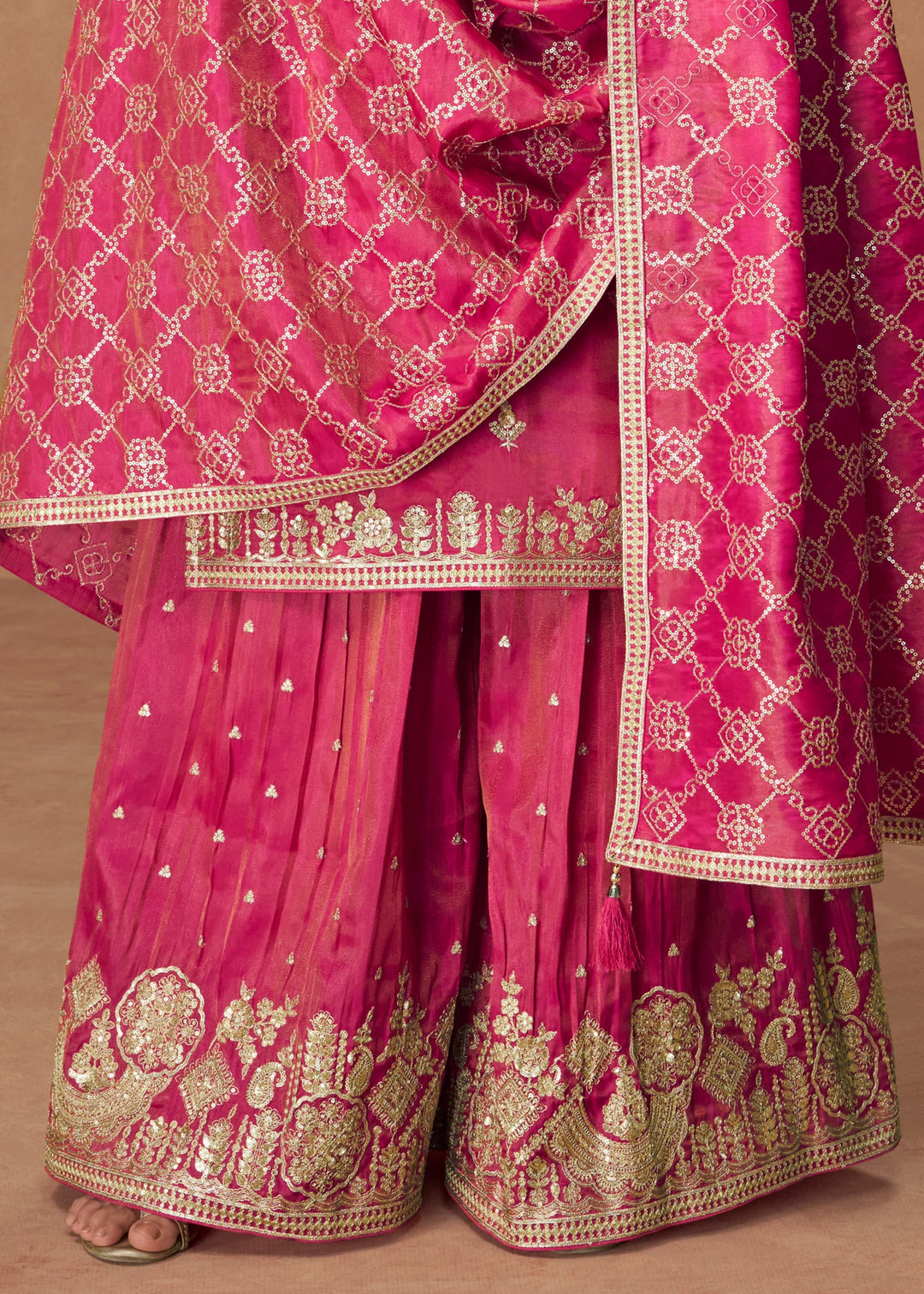 Bright Magenta Pink Silk Salwar Suit