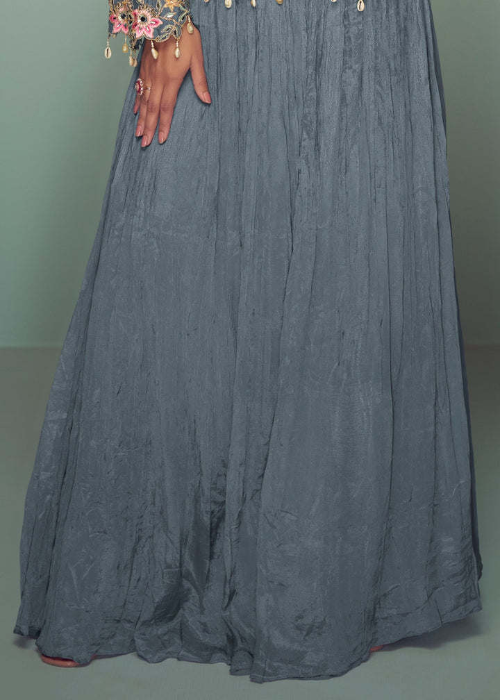 Slate Grey Chinon Top with Skirt