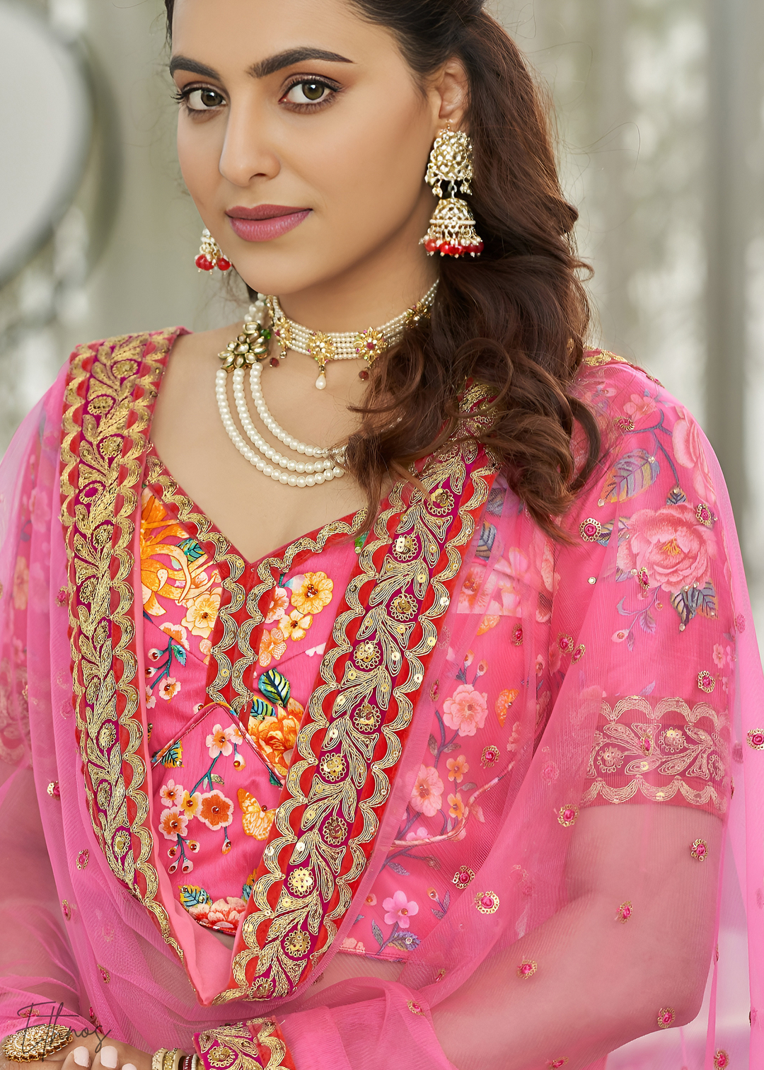 Deep Pink Silk Lehenga With Dupatta