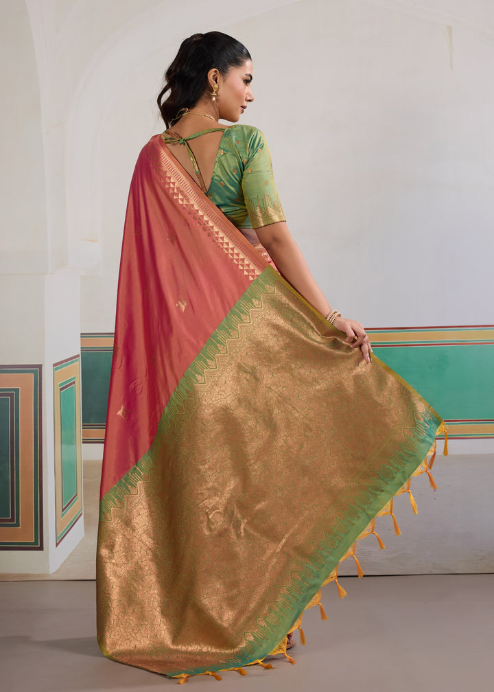 Rani pink Pure Silk Saree