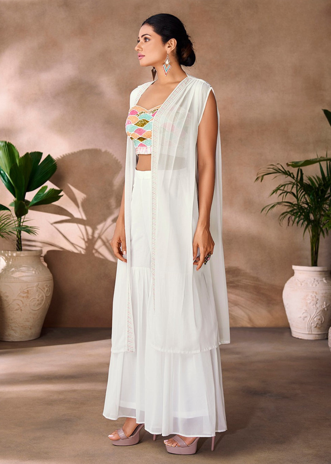 White Georgette Handwork Co-ord Set