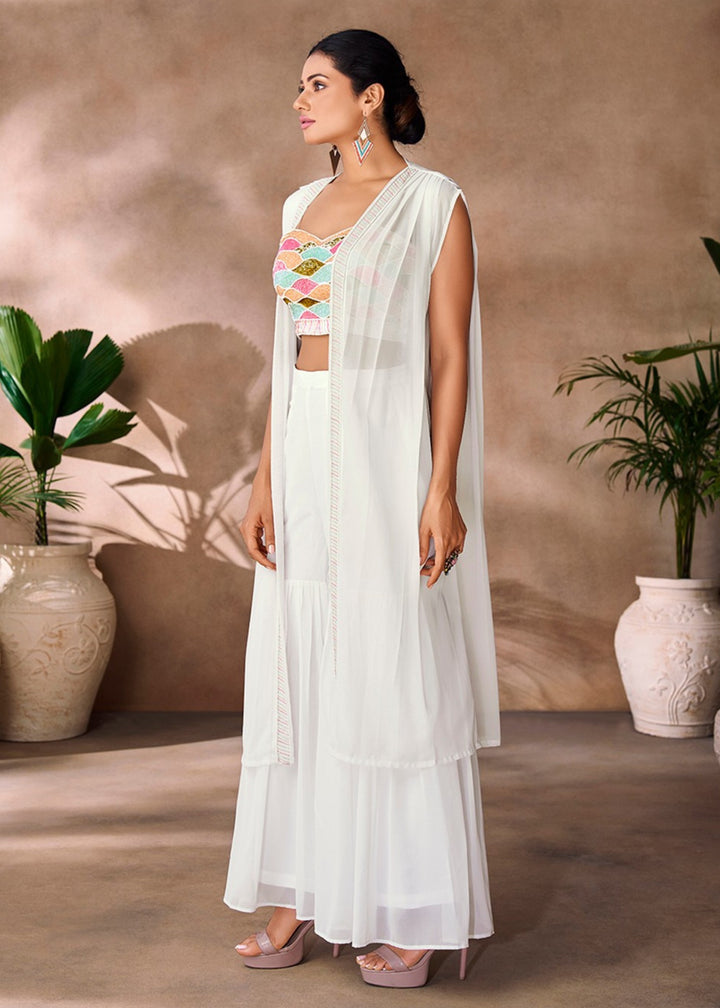 White Georgette Handwork Co-ord Set