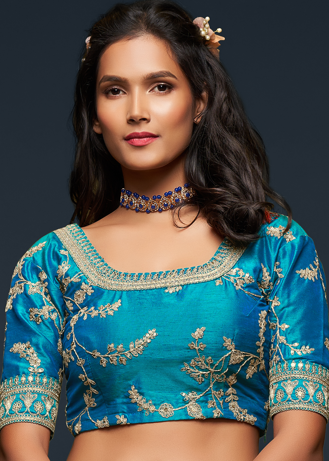 Cerulean Blue Silk Lehenga Choli with Thread,Zari,Dori & Sequins work