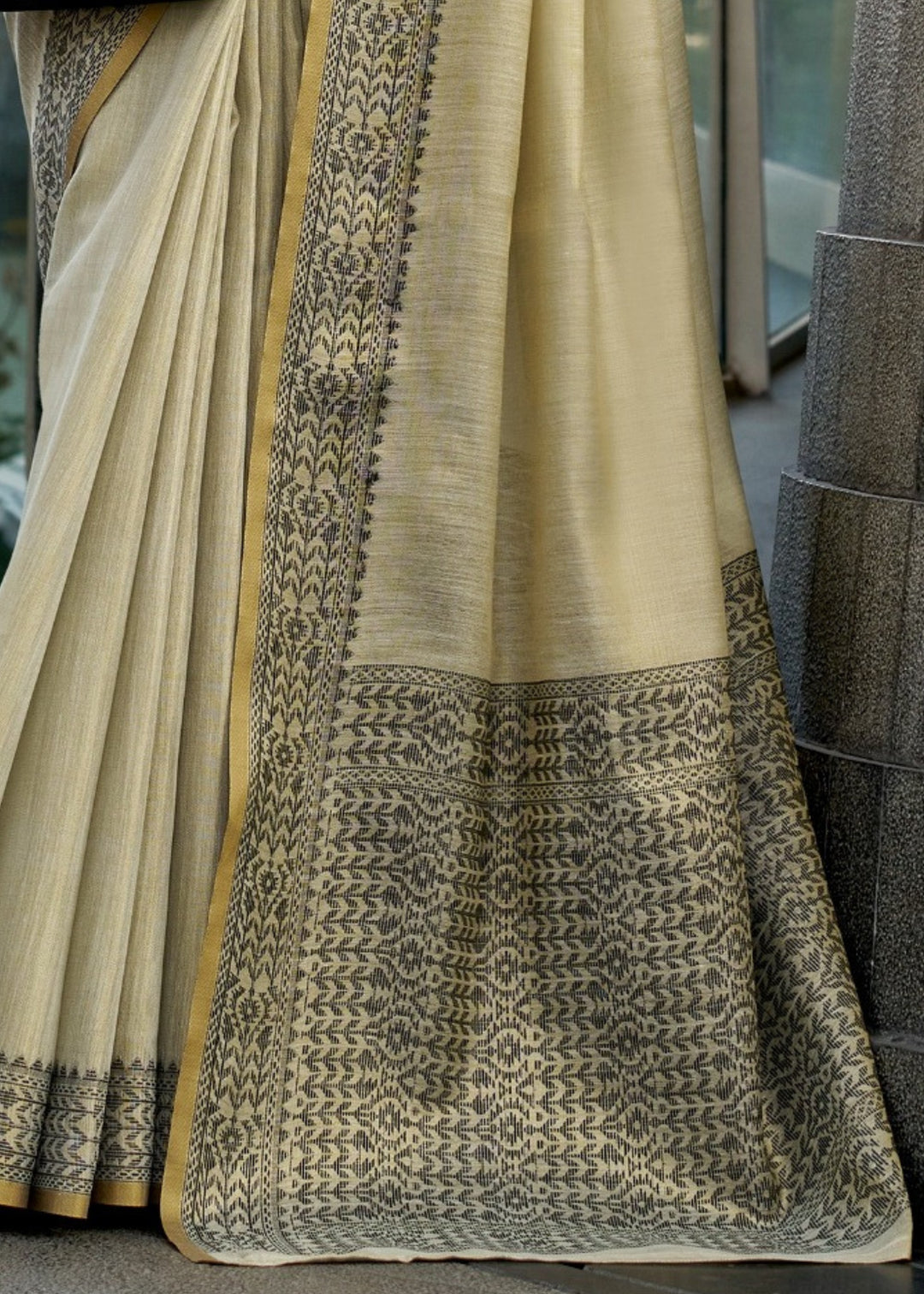 Sage Green Linen Tissue Silk Saree