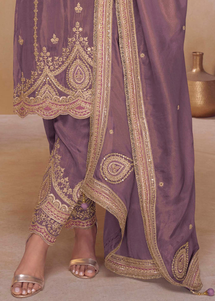 Dusty Lilac Silk Salwar Suit