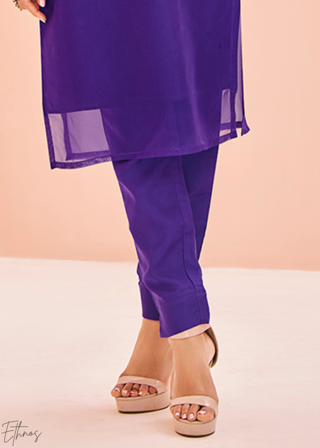 Electric Blue Embroidered Organza Pant Suit