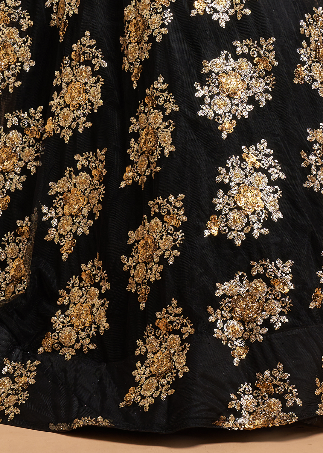 Onyx Black Designer Soft Net Lehenga Choli with Zari & Sequins work