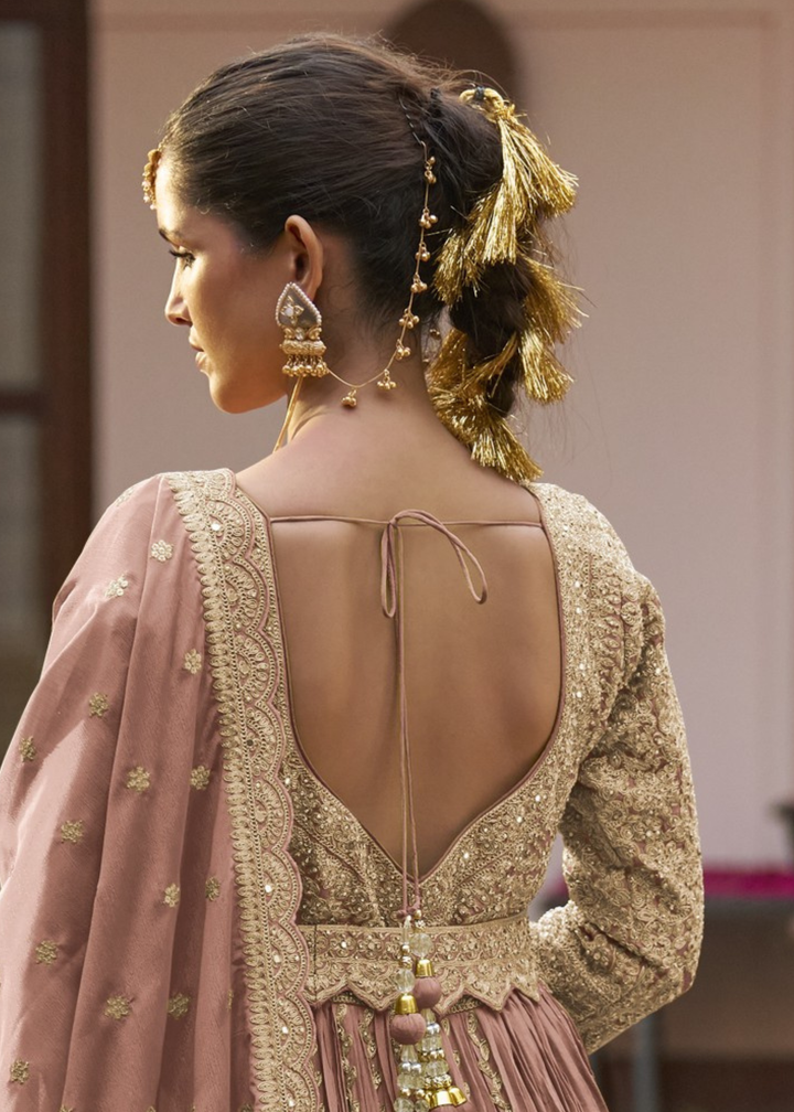 Muted Mauve Pink Chinon Salwar Suit