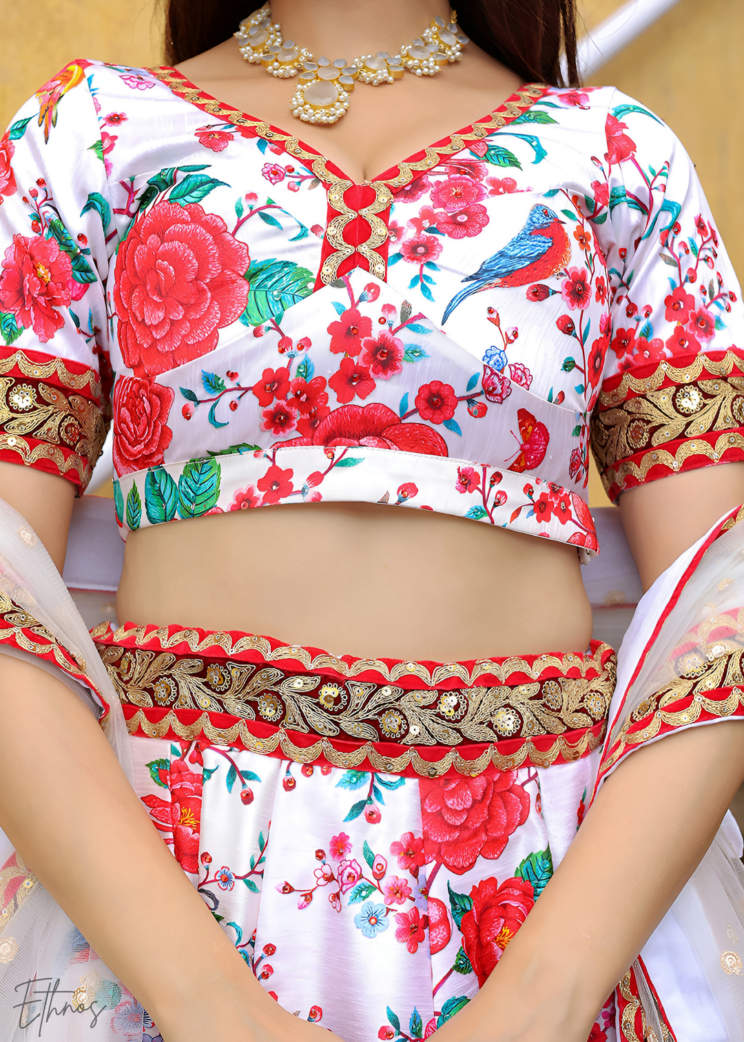 Cloud White Silk Lehenga With Dupatta