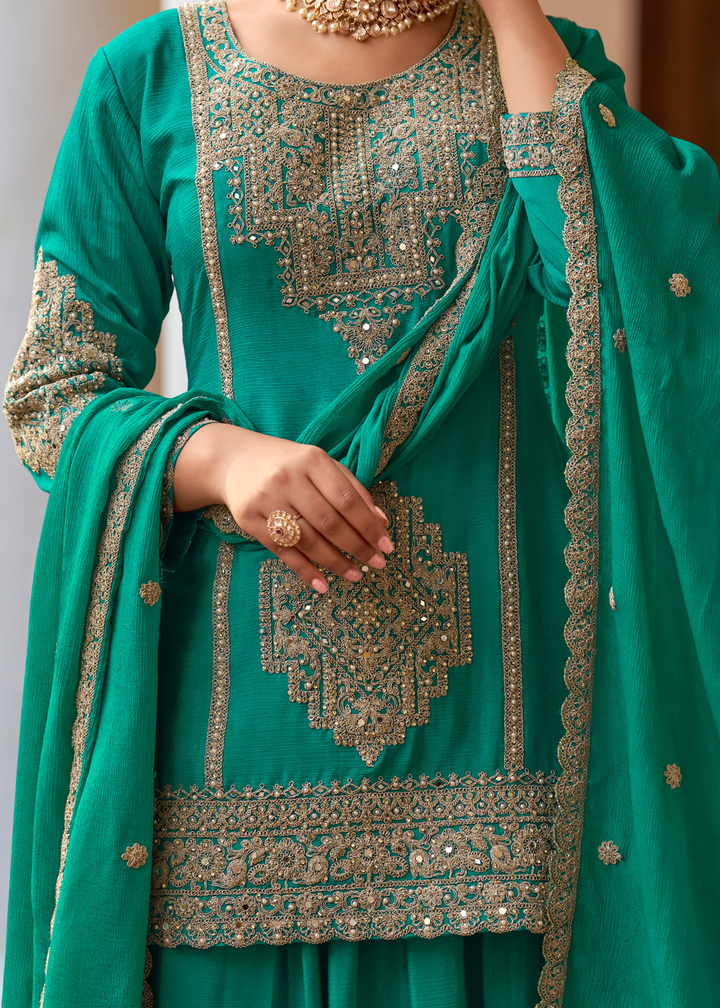 Emerald Green Chinon Palazzo Suit